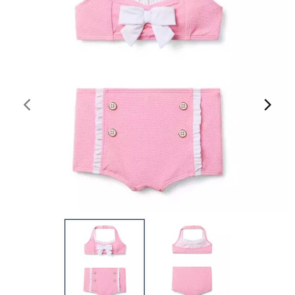 Janie and Jack Pink and White Nautical Bikini